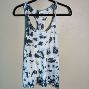 PINK Victoria's Secret Tie Dye Racerback Tank Top White Black - S